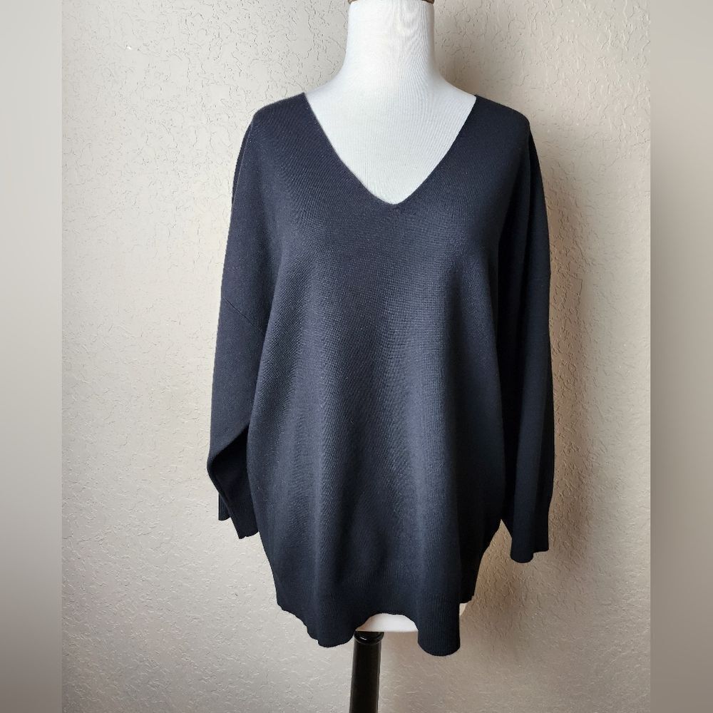 Wilfred Free Aritzia Souvenir Oversized V Neck Sweater Black Size 2